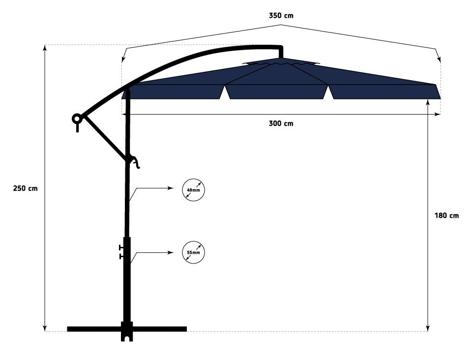 Зонт садовый FunFit 300cm Blue (3052)