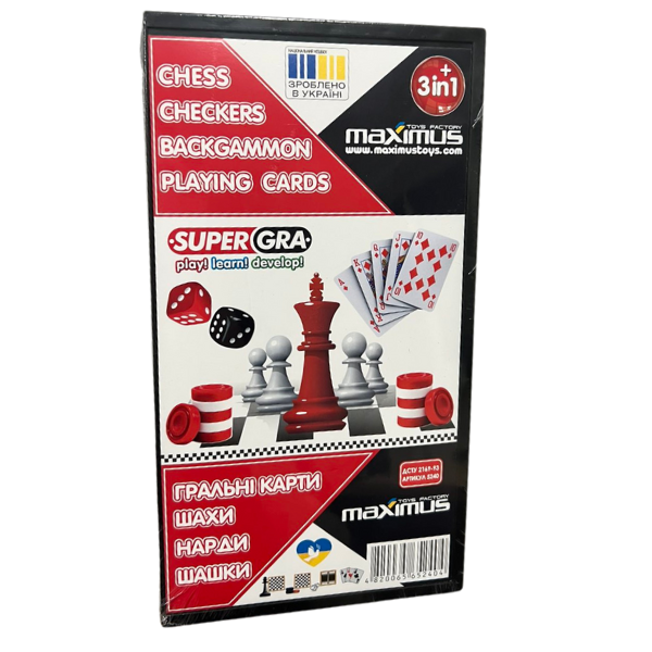 Настольная игра 4 в 1 «Шахматы, шашки, нарды, карты»