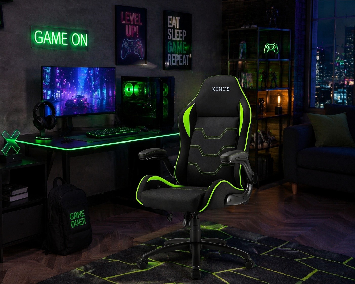 Геймерское кресло Xenos Neron Black/Green