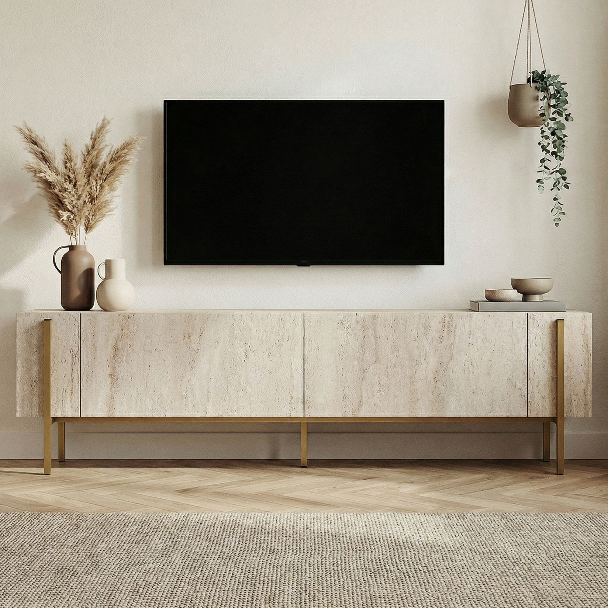 Тумба под ТВ Hanah Home Nexus Travertine Gold