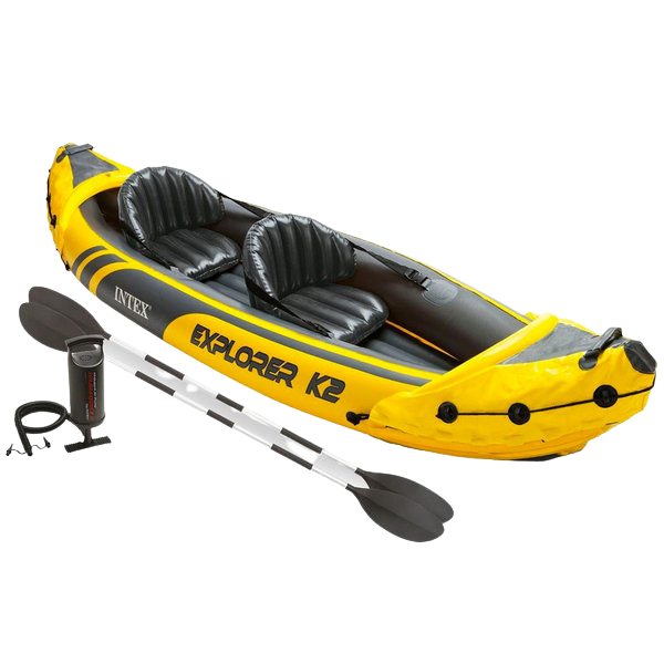 INTEX Надувной каяк «Explorer K2» с веслами и насосом, 312x91x51 см, до 180 кг