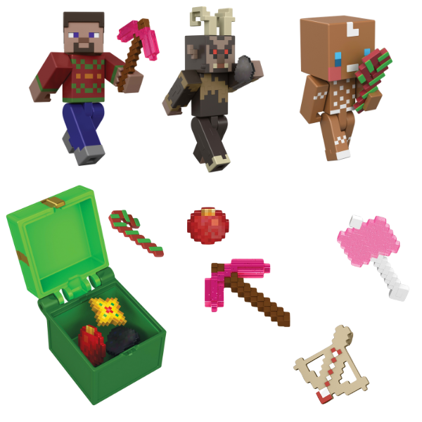 Адвент-календарь Minecraft с 3 фигурками и аксессуарами