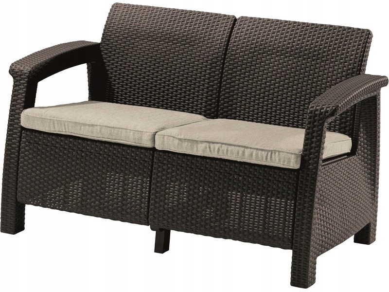 Садовый диван Keter Corfu II Love Seat Brown/Oat (258946)