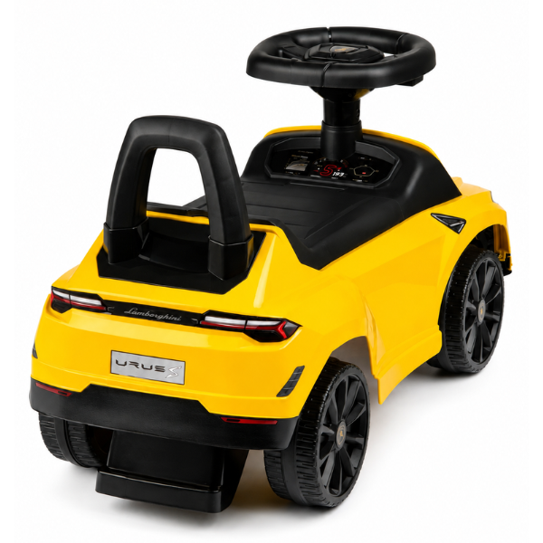 Детский толокар Lamborghini Urus S, с музыкальным рулем, желтый