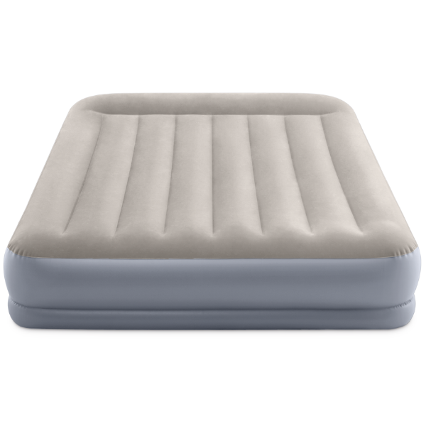 INTEX Надувной матрас “Velur MID-Rise Air” 152x203x30 см с подголовником и встр.насос 220В, до 272 кг