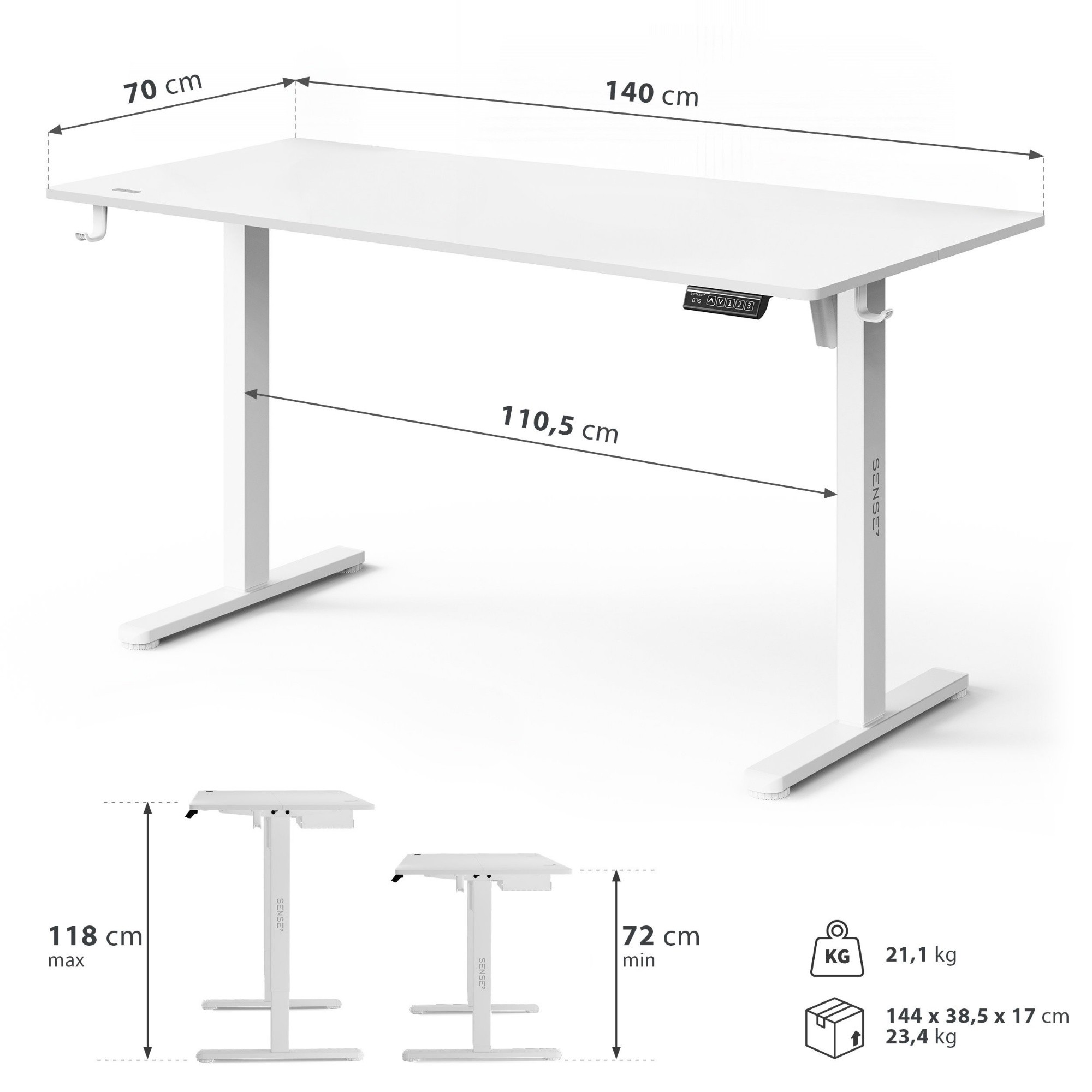 Письменный стол Sense7 Nojo Light 140x70 White