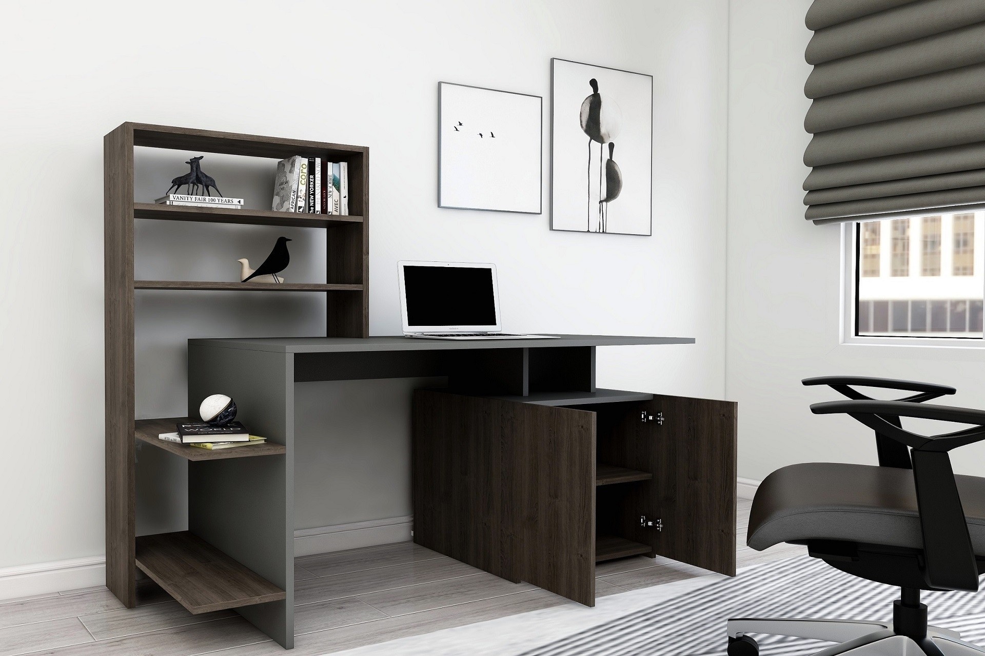Письменный стол Hanah Home Melis Walnut Anthracite