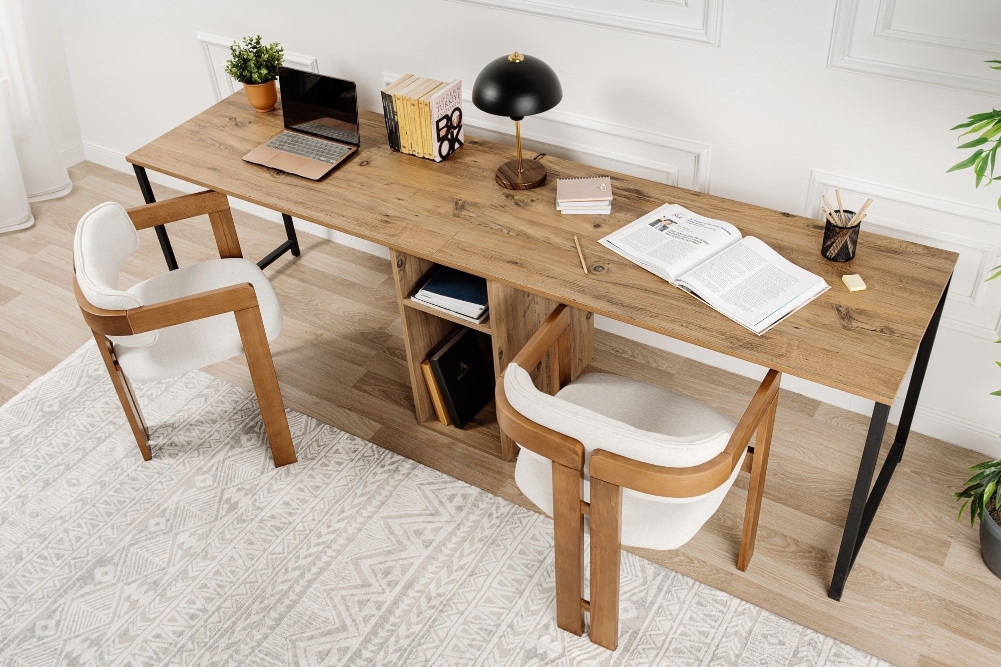 Письменный стол Hanah Home Twin Atlantic Pine Black