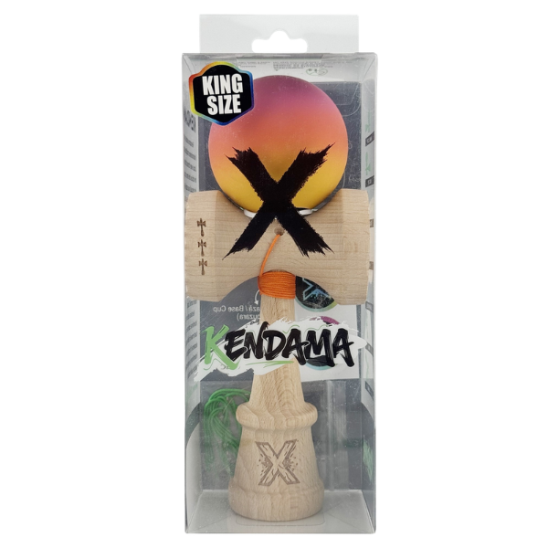 «Kendama Super Sticky X Original», Металлический Подшипник, веревка 62/65 см, King size 7.5 x 6 x 18 см, розово-оранжево-желтый градиент