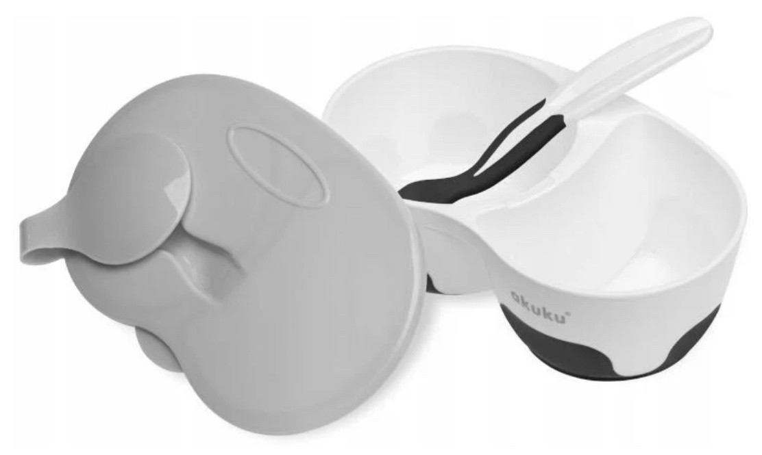 Двухсекционная тарелочка Akuku A0428 White/Black
