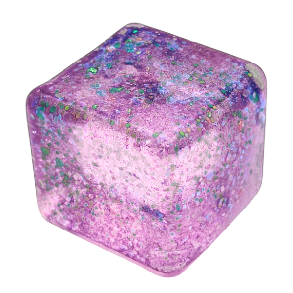 Антистресс-куб «Magic Glitter Ice Cube» с блестками, 5×5×5 см, фиолетовый