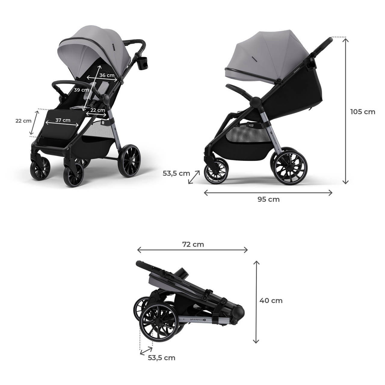 Коляска Kinderkraft Grande 2 Moonlight Grey (KSGRAN02GRY0000)