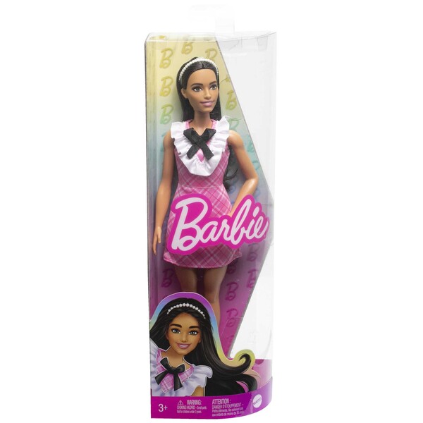 Кукла Barbie «Модница брюнетка в клетчатом платье»