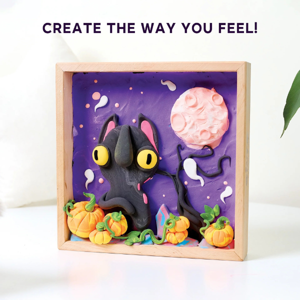 DIY Набор для творчества из воздушного пластилина Air Clay Маленькие миры «Кот-призрак»