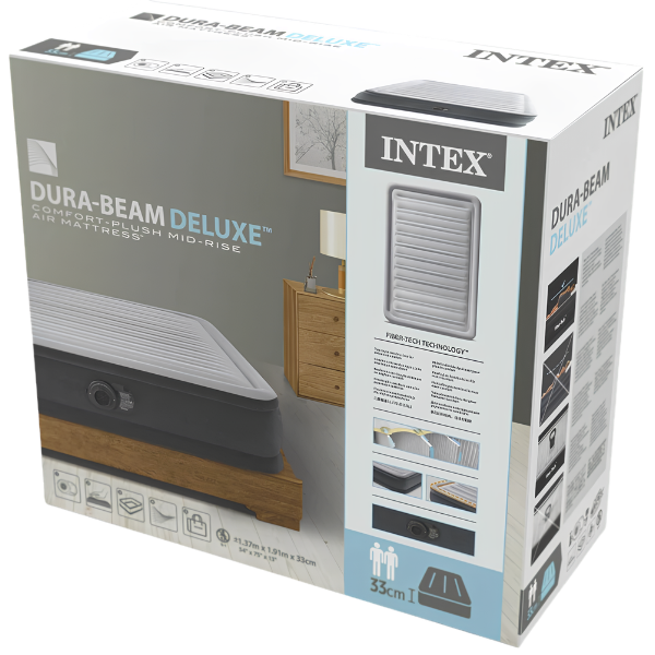 INTEX Надувная кровать “Velur Comfort-Plush” 137x191x33 см встр.нас. 220В, до 272 кг