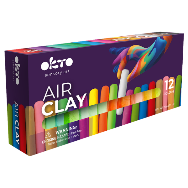 Набор для творчества из воздушного пластилина Air Clay OKTO, 12 шт. х 6 г.