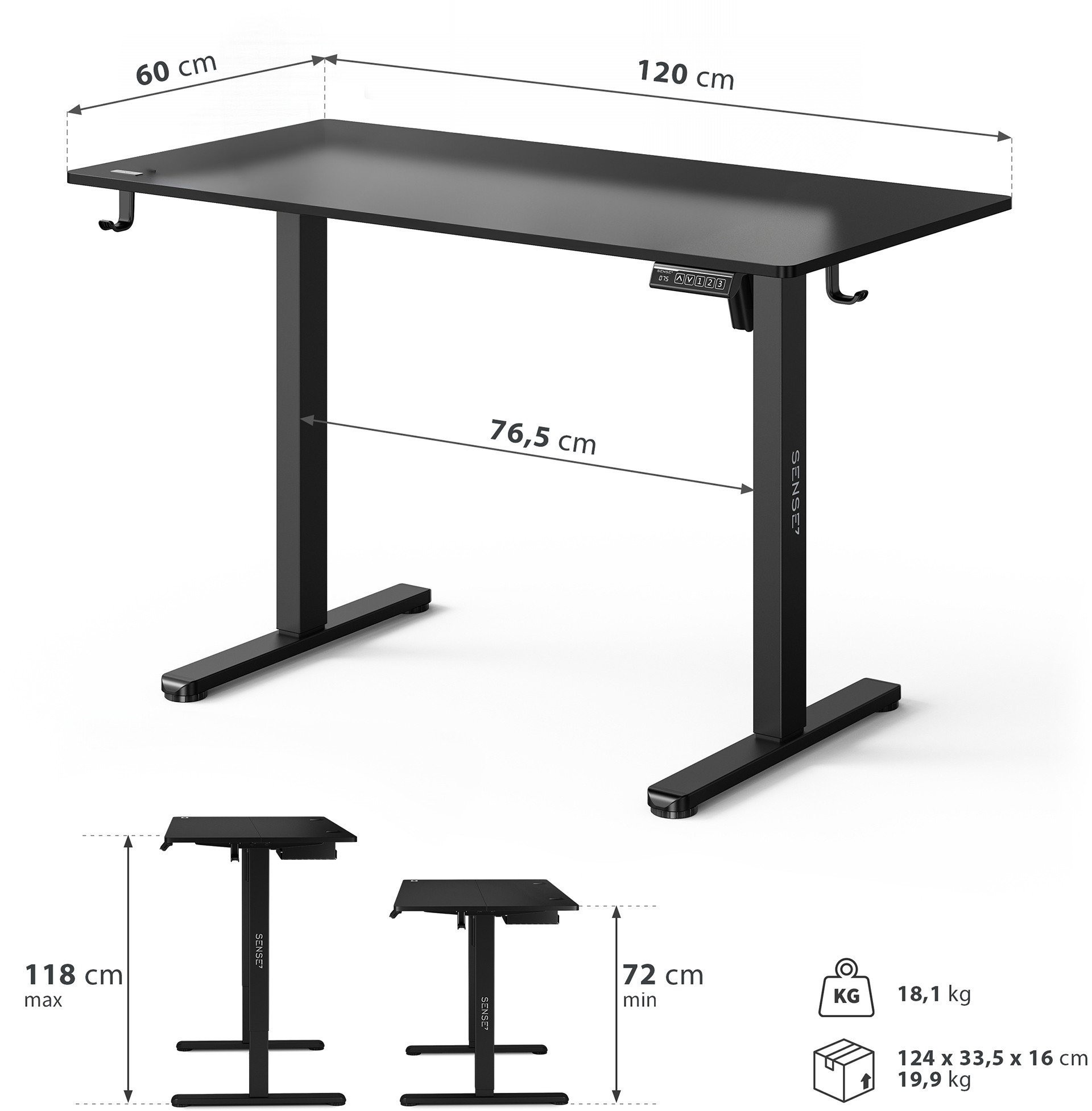 Письменный стол Sense7 Nojo Light 120x60 Black