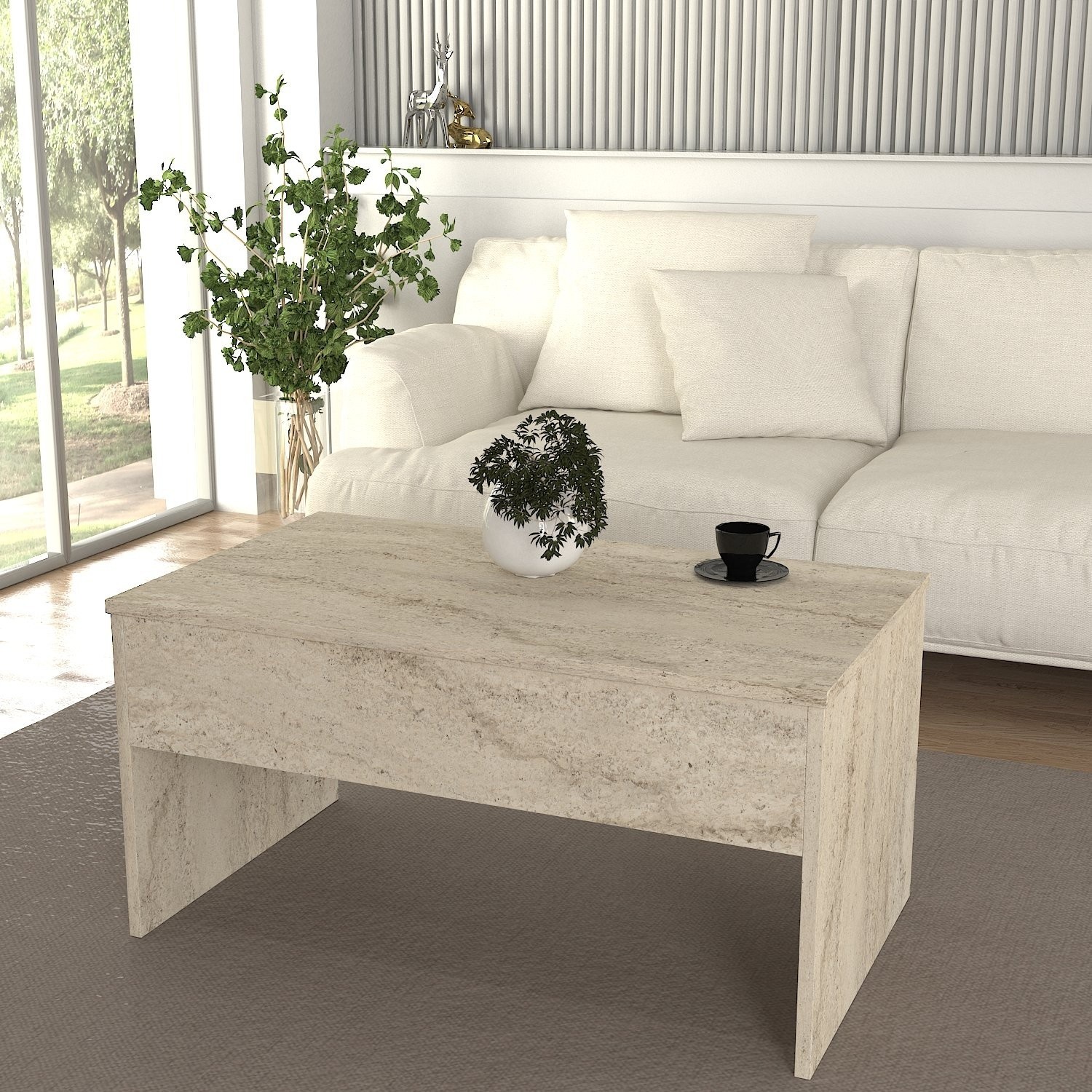 Журнальный столик Hanah Home Akilli Travertine
