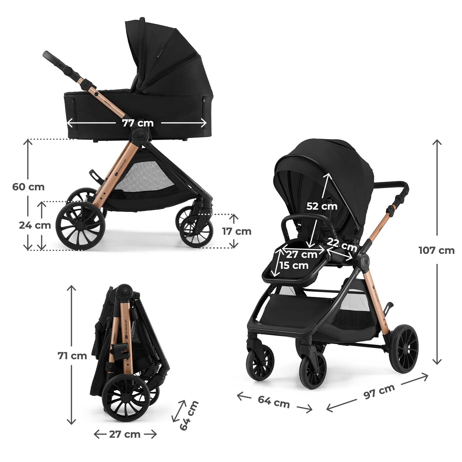 Коляска Kinderkraft 2in1 Vesto 2 Black (KSVEST02BLK2000)