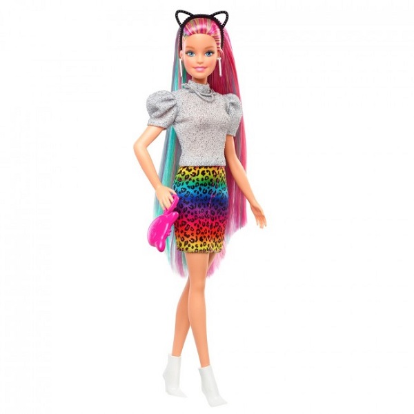 Игровой набор Barbie «Леопардовый образ с радужными волосами»