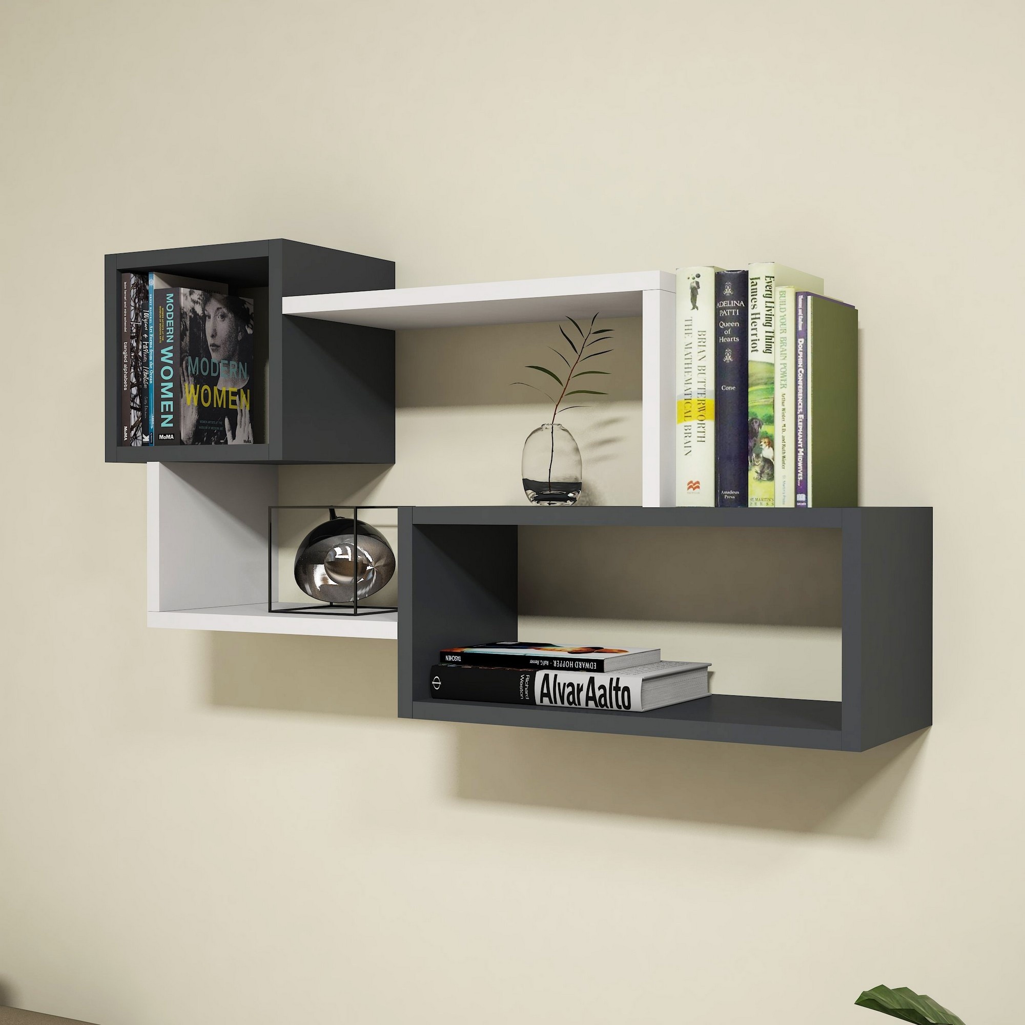 Настенная полка Hanah Home Afro White Anhtracite
