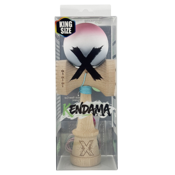 «Kendama Super Sticky X Original», Металлический Подшипник, веревка 62/65 см, King size 7.5 x 6 x 18 см, розово-бело-серый градиент
