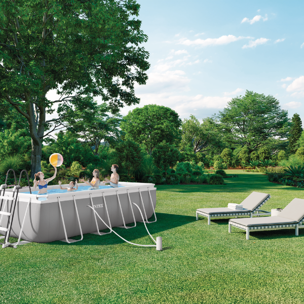 INTEX Бассейн PRISM FRAME RECTANGULAR 400x200x100cm, 6836Л, металлический каркас, с фильтрующим насосом