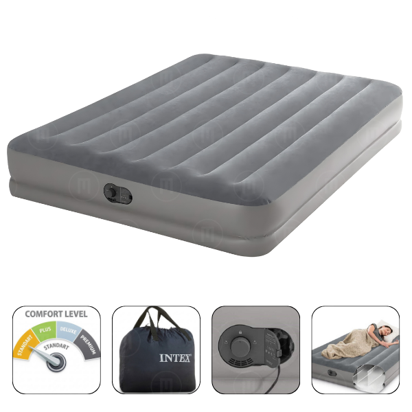 INTEX Матрас «Velur Prestige» 152x203x30cм с USB-насосом FastFill